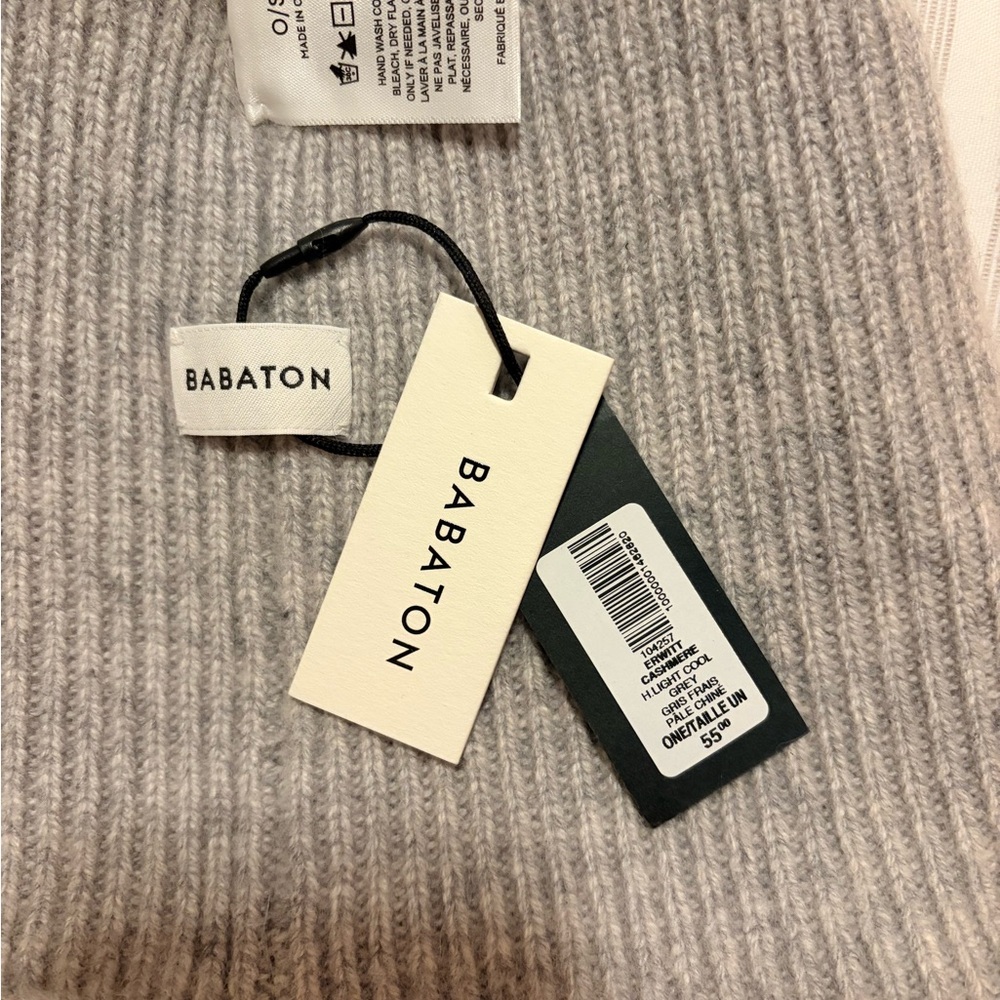 Babaton 100% Cashmere Light Gray Knit Toque - Picture 8 of 12